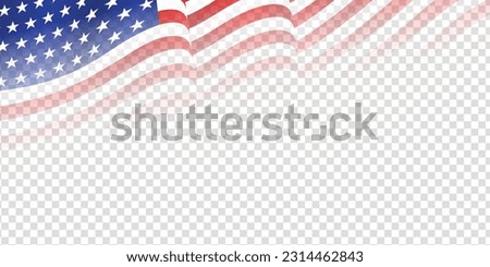 United states of America waving flag with empty, blank, copy space on transparent background. Vector illustration. Royalty-Free Stock Photo #2314462843