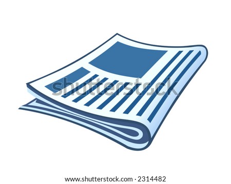 Illustration of blue colored newspaper isolated on white