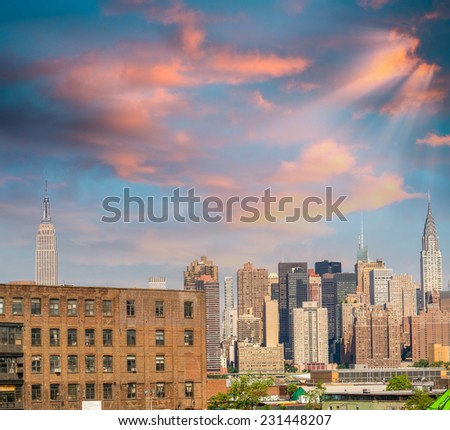 Amazing New York Skyline on a beautiful sunny day.