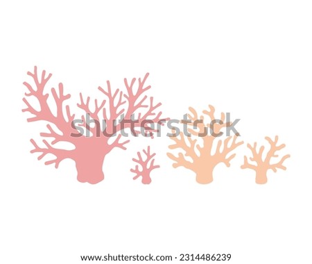 Corals of orange and pink colors in different sizes, marine or aquarium animal. Vector illustration icon in a flat style.