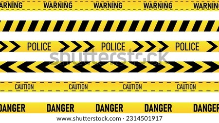Creative Police line black and yellow stripe border. Police, Warning, Under Construction, Do not cross, stop, Danger vector collection.