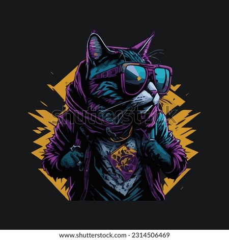 Cute Cat Vector Illustration For T-Shirt