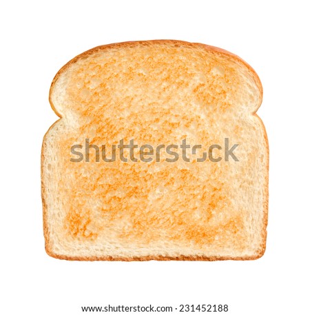 Single Slice of lightly toasted white bread isolated on a white background. Royalty-Free Stock Photo #231452188