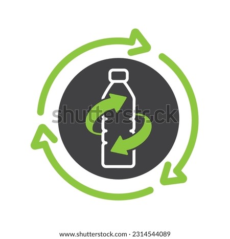 Plastic bottle recycling, concept, icon, vector.