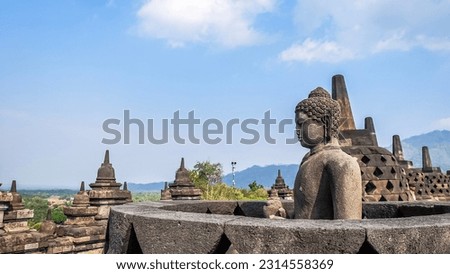  Borobudur Temple site in Central Java, Indonesia. It is a place of worship for Buddhists