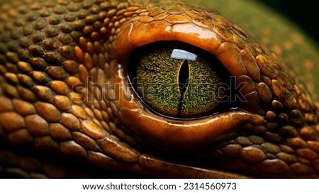 Snake eye green wildlife nature photography. Open eye carnivore fur. Dangerous predator animal tropical jungle forest hunter close up photo Royalty-Free Stock Photo #2314560973