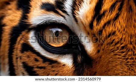 Wildlife tiger striped photography. Open eye black orange fur. Dangerous cat animal tropical jungle forest hunter close up photo Royalty-Free Stock Photo #2314560979