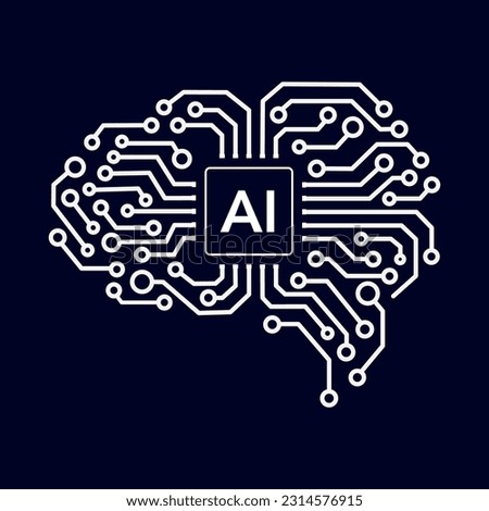 Ai computing concept. Artificial intelligence brain futuristic digital. Vector illustration.
