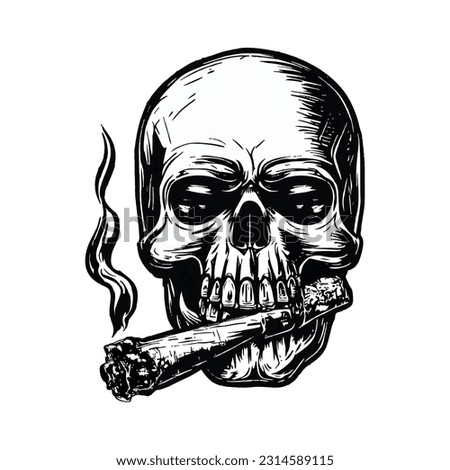 vector vintage monochrome killer skull smoking cigar