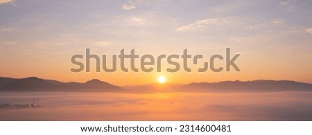 colorful of sky and beautiful mountain landscape. Morning sunrise time mountain scenery