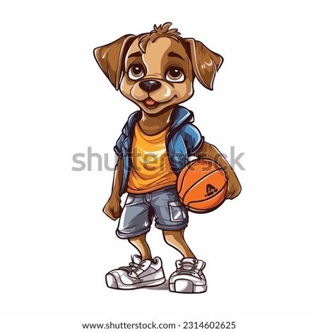 children drawing of a teenage dog in clothes cartoon
