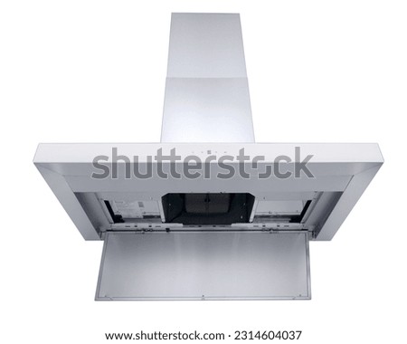 stainless steel cooker hood isolated on a white background filter open