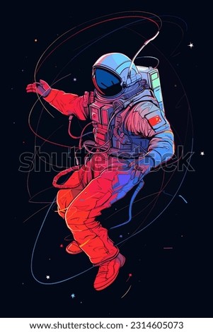A determined astronaut floating in zero gravity Royalty-Free Stock Photo #2314605073