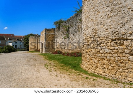 Round corner tower of the medieval castle of Brie Comte Robert in the French department of Seine et Marne in the capital region of Ile-de-France near Paris