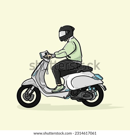 White Scooter Matic modern on yellow Background vector modern illustration