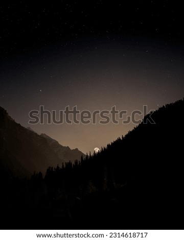 dark nature under star with light moon 