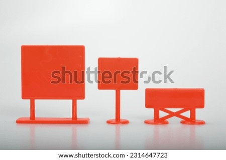 Black red plastic signs isolated on a white background. Copy space for the text.