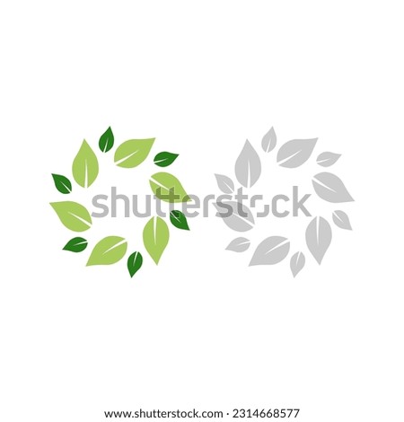 Natural Green Leaves Circle Sign, Symbol, Logo isolated on White