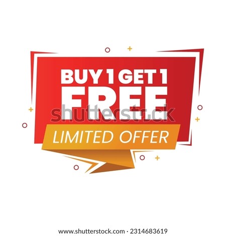 Vector Buy Two For the Price of One Red banner | DESIGN ELEMENT | Buy One Get One Free Tag | Vector | EPS