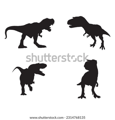 albertosaurus silhouette set collection isolated black on white background vector illustration