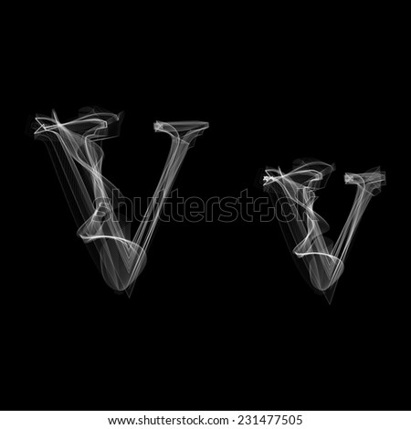Smoke font. Letter V. Vector illustration alphabet