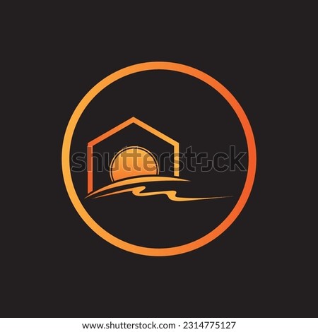 Vector illustration Icon Logo Template Sunrise on black background