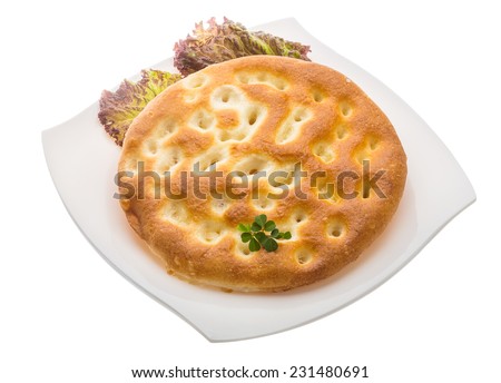 Olive bread with leaf and oil