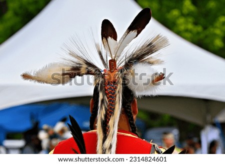 Colorful Native American traditional regalia at a pow-wow in Virginia. Royalty-Free Stock Photo #2314824601