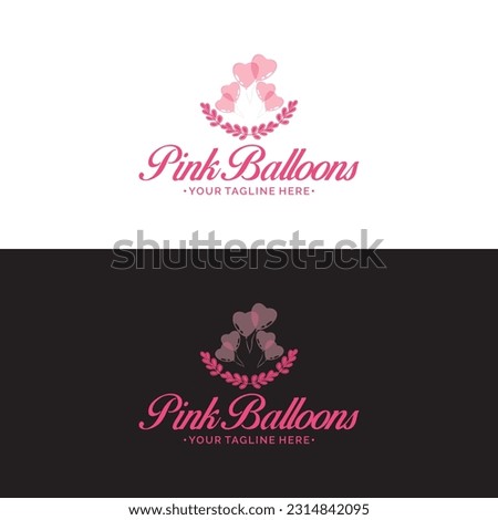 Minimal stylized pink balloons logo