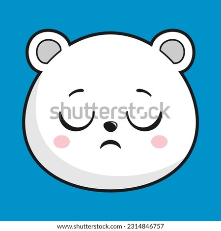 Polar Bear Sad Disappointed Face Head Kawaii Sticker Isolated