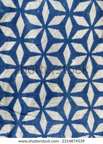 Traditional Geometric design in indigo block printed fabric of india, dabu print of jaipur