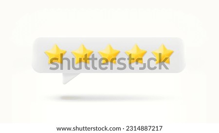 Speech bubble with rating stars. Feedback concept. 3d vector illustration