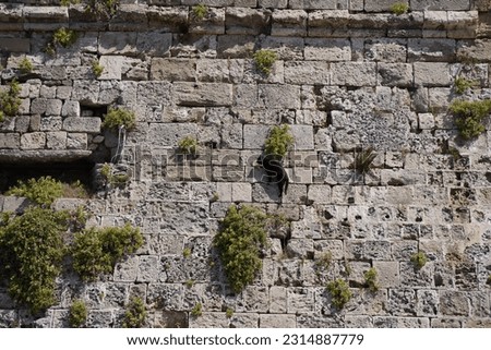 Enormous ancient walls of Rhodes.  Medieval city  in Rhodes town, Greece