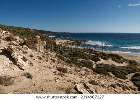 Cape Naturaliste headland in the south western region of Western Australia at the Geographe Bay, the northernmost point of the Leeuwin-Naturaliste Ridge, beach on the coast. Royalty-Free Stock Photo #2314907227