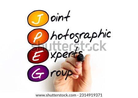 JPEG - Joint Photographic Experts Group acronym, concept background