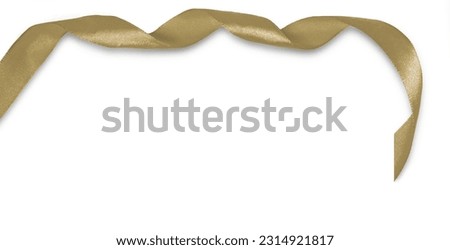 Golden ribbon bow isolated on white background.