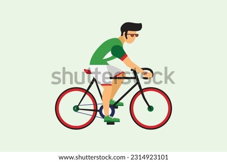 man rides bicycle vector design