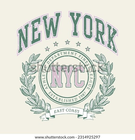 Vector artwork in varsity vintage style. Texture is removable. Royalty-Free Stock Photo #2314925297