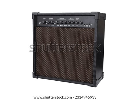 guitar amplifier isolated on white background, clean and overdrive chanel with EQ and delay and reverb effect