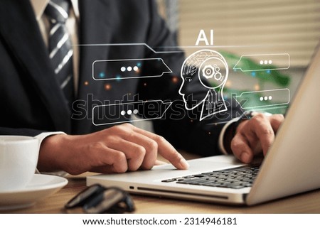 Innovations that change the world, AI technology, assistants working in corporate business virtual assistant AI technology by entering the command prompt technology changes the world Royalty-Free Stock Photo #2314946181