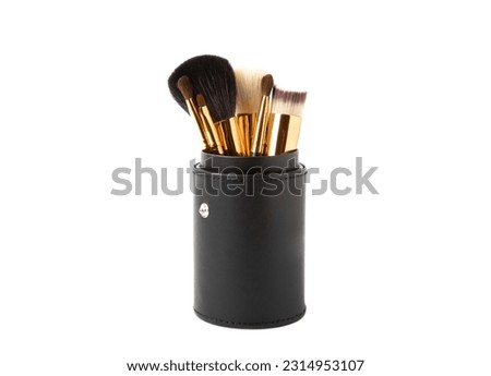 Cosmetic makeup brush isolated on white background. Professional makeup brush in a case. Makeup tool. Visagiste. Royalty-Free Stock Photo #2314953107