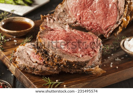 Homemade Grass Fed Prime Rib Roast with Herbs and Spices Royalty-Free Stock Photo #231495574