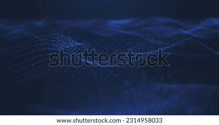 Abstract futuristic wavy background. waves of particles and dots.technology background with blue light, digital wave effect, corporate concept Royalty-Free Stock Photo #2314958033