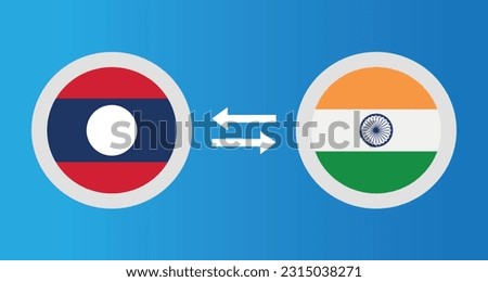 round icons with Laos and India flag exchange rate concept graphic element Illustration template design
