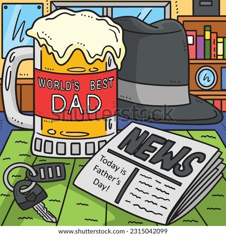 Fathers Day Worlds Best Dad Colored Cartoon 