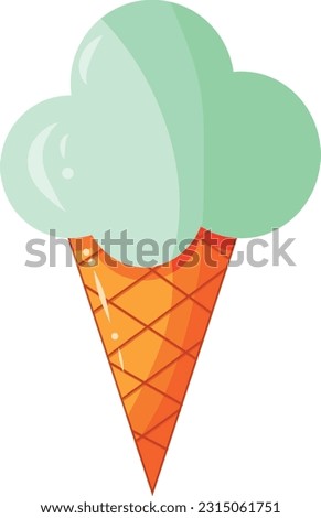 Delicious ice cream illustration. Element for print, postcard and poster, vector illustration