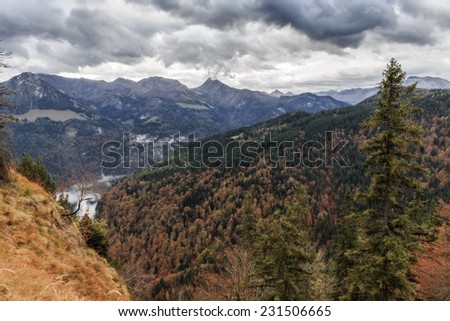 Landscape Photo from the Mountains of Berchtesgaden. Autumn Colors and Atmosphere in the highlands of southern Bavaria near Munich.