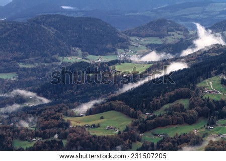 Landscape Photo from the Mountains of Berchtesgaden. Autumn Colors and Atmosphere in the highlands of southern Bavaria near Munich.
