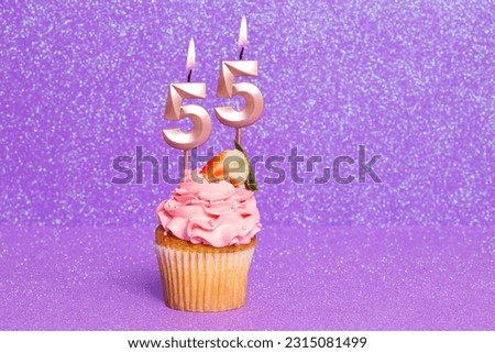 Cupcake With Number For Celebration Of Birthday Or Anniversary; Number 55