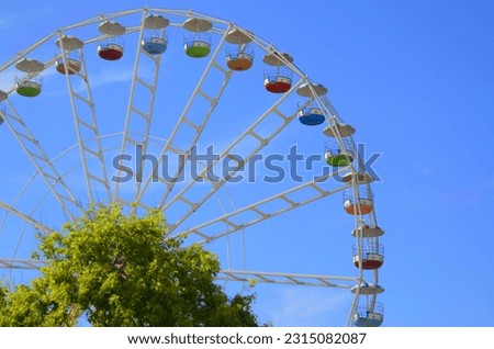 Ferris wheel against the blue sky in a summer park Royalty-Free Stock Photo #2315082087